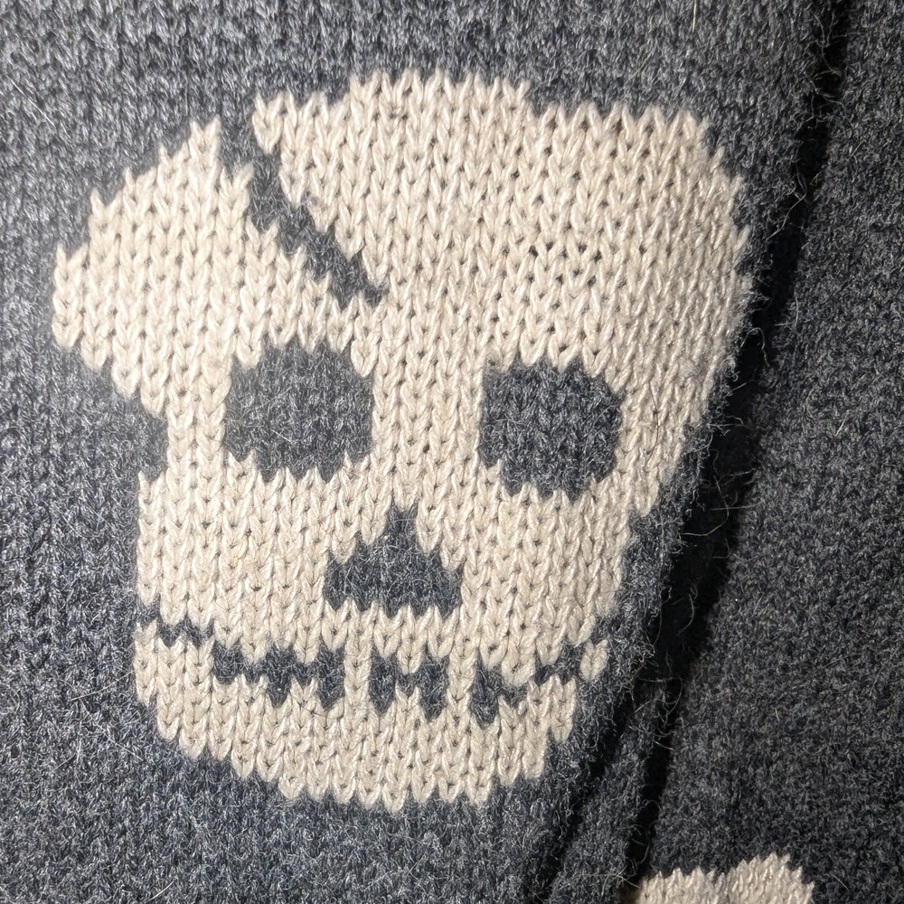 Skull Pattern Gray Cardigan - Picture 3 of 6
